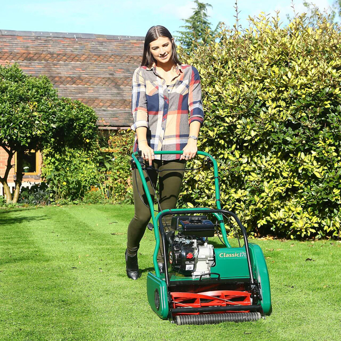 Allett classic 17l petrol best sale cylinder mower